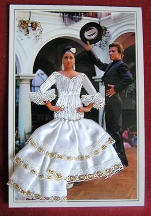 Danseurs Flamengo Carte postale brodée sur photo. Espagne