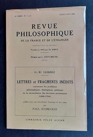 Lettres et fragments inédits concernant les problèmes philosophiques, théologiques, politiques de...