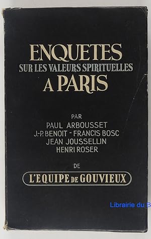 Seller image for Enqutes sur les valeurs spirituelles  Paris for sale by Librairie du Bassin