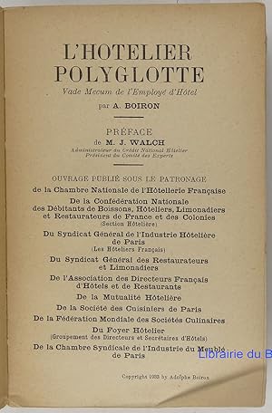 L'hôtelier polyglotte Vade Mecum de l'employé d'hôtel