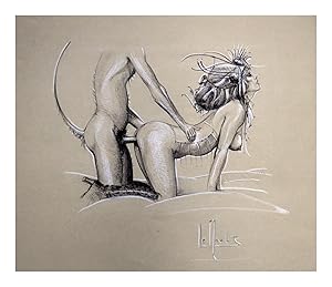 Image du vendeur pour Dessin original rotique [Cot] (titre non contractuel) mis en vente par Librairie L'amour qui bouquine