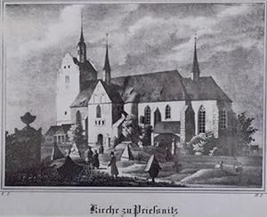 Kirche zu Prießnitz. Lithographie aus Sachsens Kirchengalerie ( Kirchengallerie ) um 1840