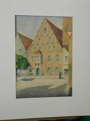 Bürgermeisterhaus. Original- Farb- Aquarell aus der Zeit der Weimarer Republik. Rechts unten vom ...