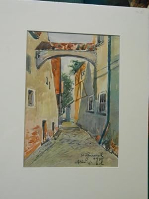 Alter Winkel. [Hinterm Wall Weiden i. d. OPf.] Original- Farb- Aquarell aus dem Jahre 1945. Recht...