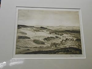 Ulsamer, Rosa: Blick in die Mittelfränkische Landschaft. Original- Radierung, rechts unten vom Kü...