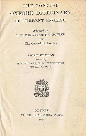 Seller image for THE CONCISE OXFORD DICTIONARY OF CURRENT ENGLISH for sale by Librera Torren de Rueda