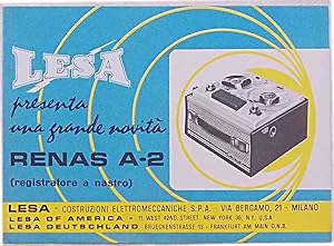 Seller image for Lesa presenta una grande novit Renas A-2 (registratore a nastro). for sale by S.B. Il Piacere e il Dovere