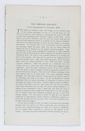 Bild des Verkufers fr The Dhofar District. (From: The Geographical Journal. Vol. LXIII No. 2 [February 1919]). zum Verkauf von Antiquariat INLIBRIS Gilhofer Nfg. GmbH