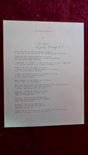 Autographed Poem, "The Jewish Problem"