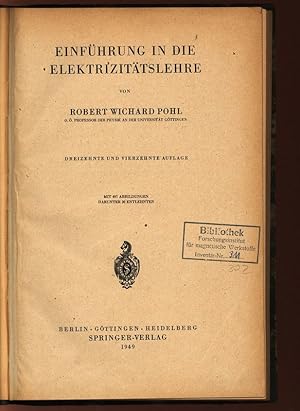 Immagine del venditore per Einfhrung in die Elektrizittslehre. venduto da Antiquariat Bookfarm