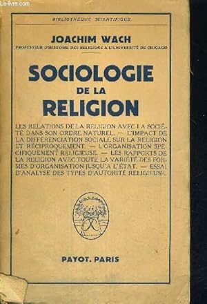 Bild des Verkufers fr SOCIOLOGIE DE LA RELIGION zum Verkauf von Le-Livre