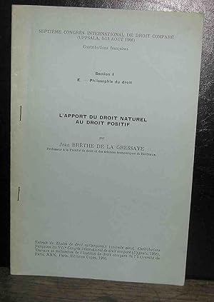 Seller image for L'APPORT DU DROIT NATUREL AU DROIT POSITIF for sale by Livres 113