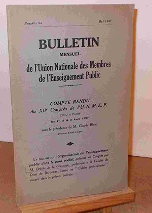 Seller image for ORGANISATION DE L'ENSEIGNEMENT PUBLIC DANS LE PLAN SOCIAL for sale by Livres 113