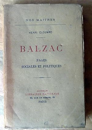 Image du vendeur pour Balzac. Pages sociales et politiques. mis en vente par librairie sciardet