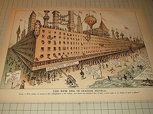 Seller image for 1881 Puck Lithograph of "The New Era in Seaside Hotels" - Hotel Satire for sale by rareviewbooks