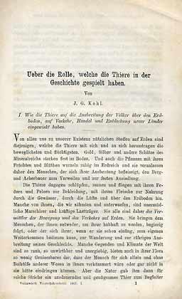 Bild des Verkufers fr eber die Rolle, welche die Thiere in der Geschichte gespielt haben zum Verkauf von ConchBooks