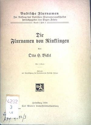 Seller image for Die Flurnamen von Rinklingen; Badische Flurnamen, Band I, Heft 5; for sale by books4less (Versandantiquariat Petra Gros GmbH & Co. KG)