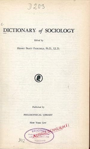 Seller image for DICTIONARY OF SOCIOLOGY. for sale by Antiquariat Bookfarm