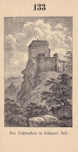 Der Lichtenstein in früherer Zeit, Druckgraphik um 1875, Blattgröße: 18,5 x 9,7 cm, reine Bildgrö...