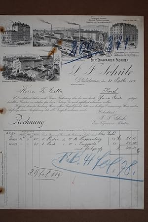 Plüderhausen, Eier Teigwaren Fabrik J.F. Schüle, Rechnungsblatt, Lithographie von 1905 mit Blick ...
