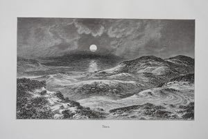 Rügen, Dünen bei Nacht, Ostsee, Holzstich um 1885, Blattgröße: 15,5 x 23 cm, reine Bildgröße: 10,...