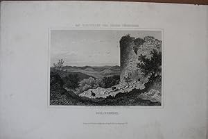 Bad Gleisweiler und dessen Umgebung, Burg Scharfeneck, Stahlstich um 1850 von L. Hoffmeister, Bla...