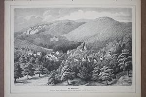 Der Donnersberg, Dannenfels, Holzstich um 1880 von M. Grundschöttel, Blattgröße: 22,3 x 31 cm, re...