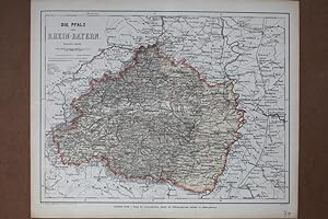 Die Pfalz oder Rhein-Bayern, Altkolorierter Stahlstich von 1860 mit geognostischer Karte von W. F...