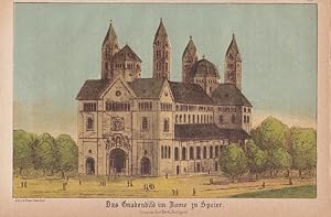 Speyer, Das Gnadenbild im Dom zu Speier, Farblithographie um 1890 von A. Rossi, Blattgröße: 14 x ...