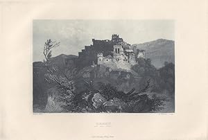 Dhaun an der Nahe, Hochstetten-Dhaun, Burgruine, Stahlstich um 1850 von H. Winkler nach Verhas, B...