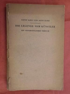 Seller image for Die Legende vom Knstler - Ein geschichtlicher Versuch for sale by Buchantiquariat Uwe Sticht, Einzelunter.