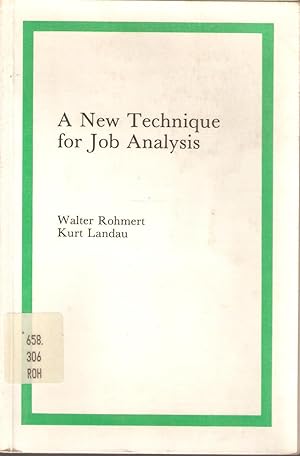 Seller image for A New Technique for Job Analysis for sale by Snookerybooks