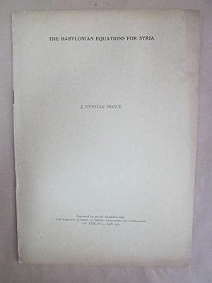 The Babylonian Equations for Syria [Reprinted Separate]