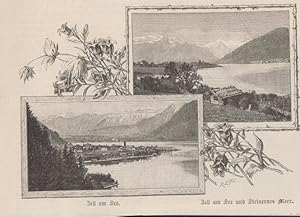 Orig. Stahlstich - Kärnten: Zell am See und Zell am See und Steinernes Meer.