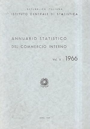 Bild des Verkufers fr Annuario statistico del commercio interno. Vol. X. 1966. zum Verkauf von Libreria Oreste Gozzini snc
