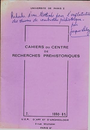 Recherche d'une méthode pour l'exploitation des témoins de combustion préhistorique