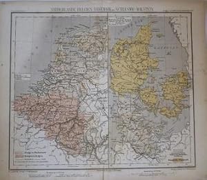 HOLLAND - POLITISCHE KARTE: NIEDERLANDE BELGIEN DÄNEMARK UND SCHLESWIG-HOLSTEIN.