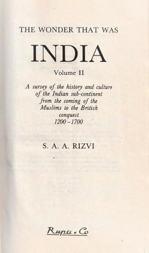 Imagen del vendedor de The Wonder That Was India Volume 2: A Survey of the History and Culture of the Indian Sub-Continent from the Coming of the British Conquest 1200-1700 a la venta por Goulds Book Arcade, Sydney