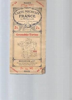 Carte Michelin de la France en 48 feuilles - N°33 - Grenoble Torino. Echelle 1/200 000ème