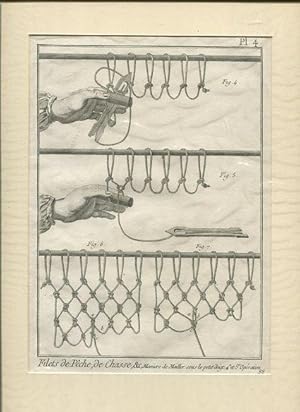 Jagd mit Fischnetzen Fischerei - Kupferstich Filets de Peche , de Chasse Pl 4