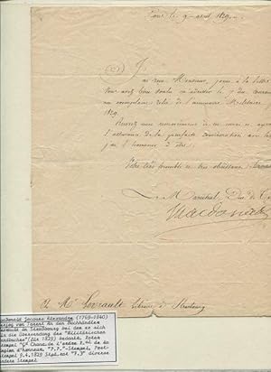 Brief an den Buchhändler Levrault in Straßbourg, bei dem er sich für die Übersendung des Millitär...