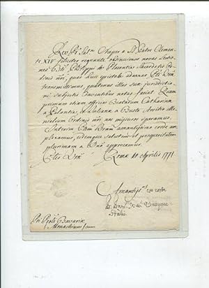 Francisco Xavier Vasquez. Superior General of the Augustinian Hermits. Letter signed, on page, 8v...