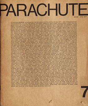 Bild des Verkufers fr Parachute. Revue d'art contemporain. n. 7 Et 1977 zum Verkauf von Libreria Giorgio Maffei