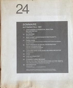 Bild des Verkufers fr Parachute. Revue d'art contemporain. n. 24 Automne/Fall 1981 zum Verkauf von Libreria Giorgio Maffei