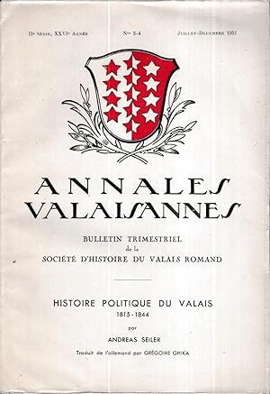 Annales valaisannes bulletin annuel de la société d'histoire du Valais Romand, 2ème série, XXVIèm...