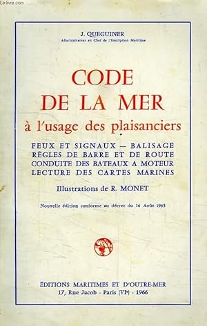 Imagen del vendedor de CODE DE LA MER A L'USAGE DES PLAISANCIERS a la venta por Le-Livre