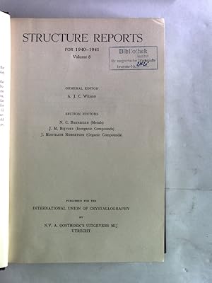 Bild des Verkufers fr Structure Reports for 1940-1941. Volume 8. zum Verkauf von Antiquariat Bookfarm