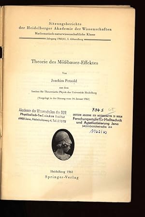 Bild des Verkufers fr Theorie des Mbauer-Effektes. Sitzungsberichte der Heidelberger Akademie der Wissenschaften Mathematisch-naturwissenschaftliche Klasse, Jahrgang 1960/61, 5. Abhandlung. zum Verkauf von Antiquariat Bookfarm