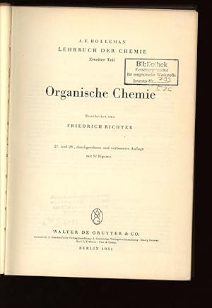 Seller image for Organische Chemie. Lehrbuch der Chemie, II. Teil. for sale by Antiquariat Bookfarm