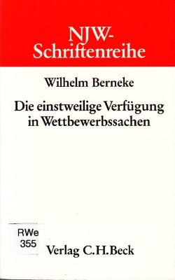 Seller image for Die einstweilige Verfgung in Wettbewerbssachen. for sale by Antiquariat Jenischek